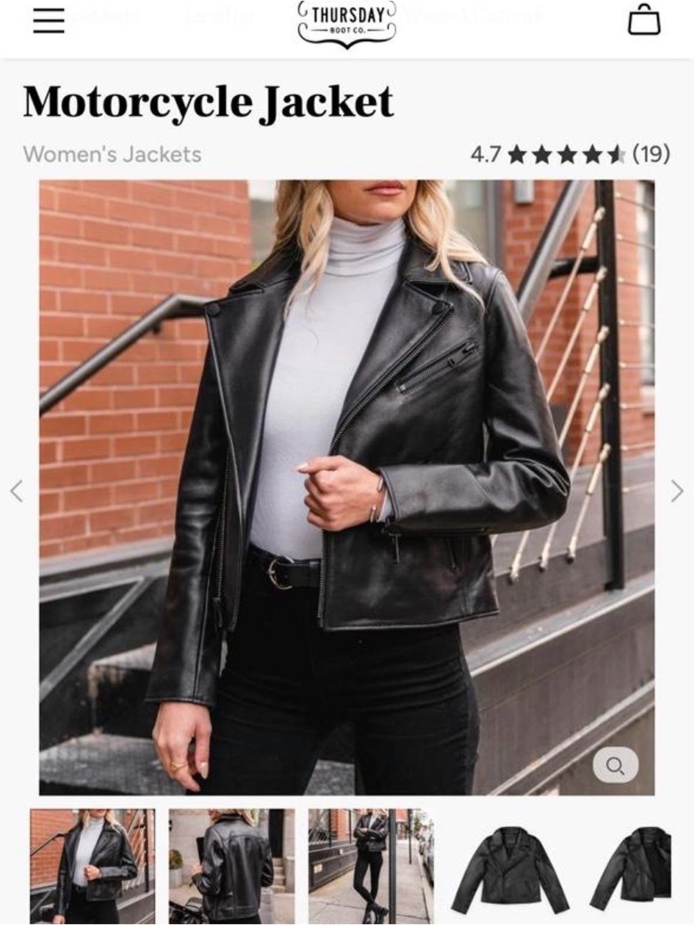 Thursday Boot Co. Black Leather Motorcycle Jacket - Women's Medium -Near Mint